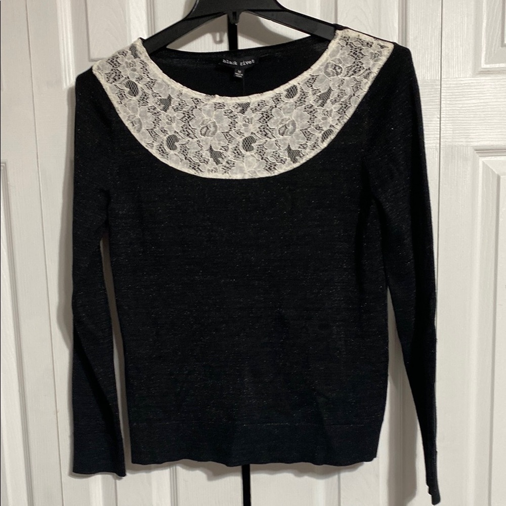 Black Rivet lace knit sweater top blouse shirt size MEDIUM